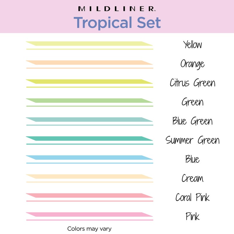 Zebra Pen Mildliner Dual-Tip Highlighter Set, Broad and Fine Point Tips, No Bleed, Ideal for Bible Highlighting, Journaling, School and Office Supplies, Tropical Bisque Ink Colors, 10-Pack (78301) - Image 3