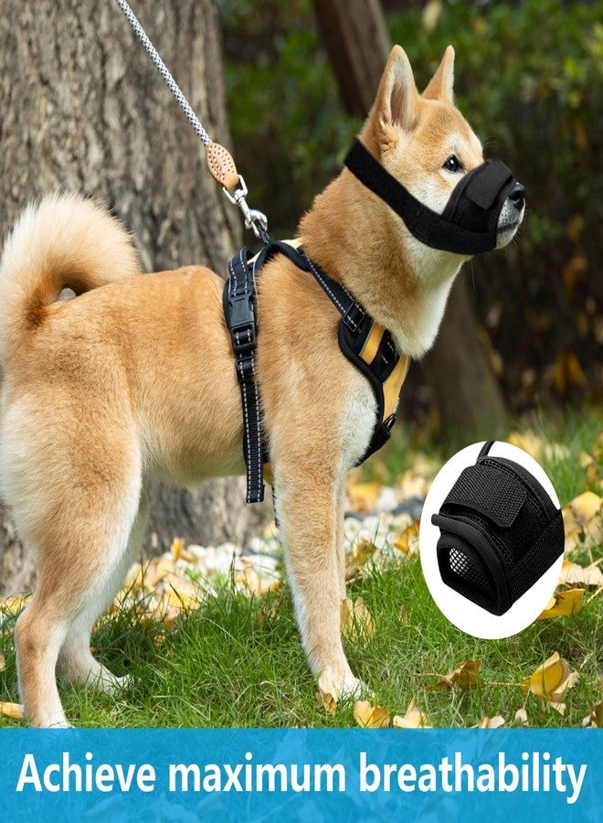 سكويشي واقي فم للكلاب (قطعتان)، كمامة قابلة للتعديل للكلاب مناسبة للمشي في الهواء الطلق والأماكن العامة، كمامة شبكية تسمح بالتهوية باللون الأسود - Image 3