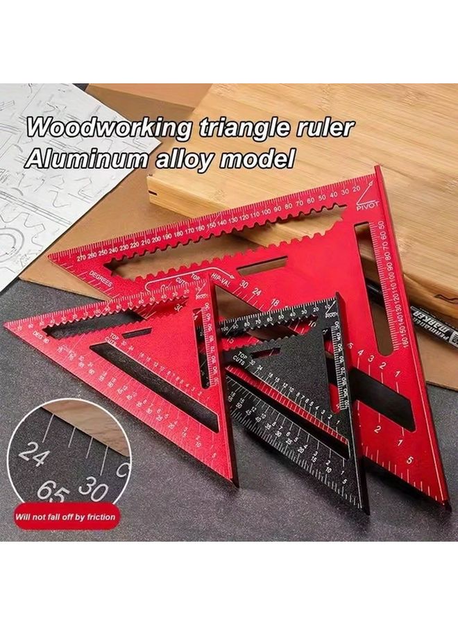 Chinese Red 12 Inch Metric Precision Aluminum Alloy Triangular Ruler 2 Sizes - Image 3