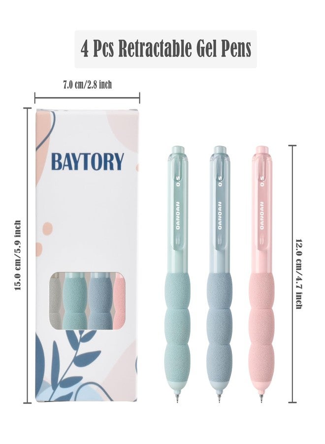 BAYTORY 4Pcs Retractable Gel Pens, Quick Dry Black Ink 0.5mm Fine Point Pen, Comfortable Grip Smooth Writing for Journaling, School Office Supplies (Macaroon) - Image 2