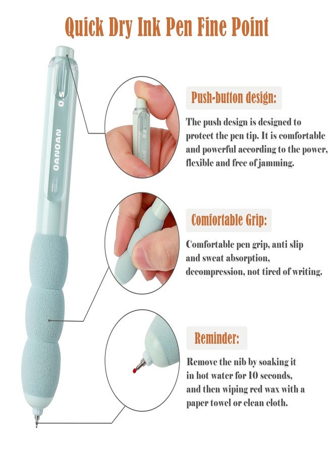 BAYTORY 4Pcs Retractable Gel Pens, Quick Dry Black Ink 0.5mm Fine Point Pen, Comfortable Grip Smooth Writing for Journaling, School Office Supplies (Macaroon) - Image 4