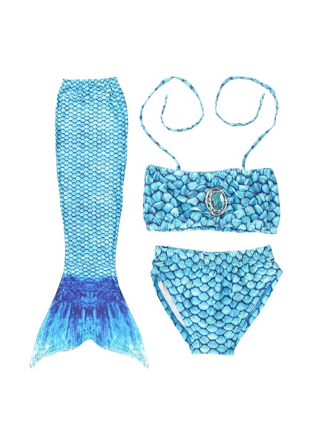 NIBEMINENT Children's mermaid swimsuit tail, children's bikini set, girls' baby swimming clothes, and flippers can be worn - Image 1