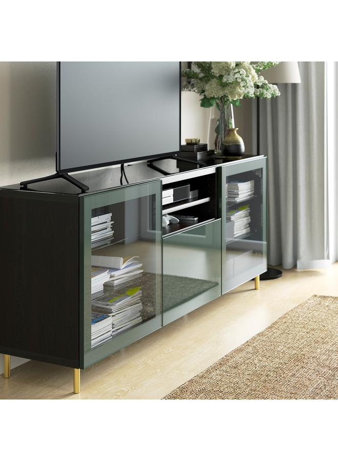 زبون لوحة علوية للتلفزيون، زجاج أسود، 180×40 سم - Image 4