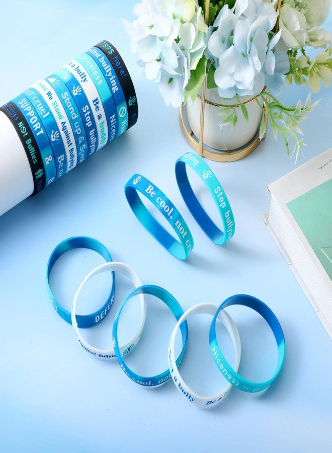 Seenelling 200 Pcs Anti Bullying Wristbands Bulk Against Bullying Silicone Bracelet 10 Styles Unisex Stretchy Motivational Silicone Wristbands for Anti Bullying Awareness Fundraising - Image 4