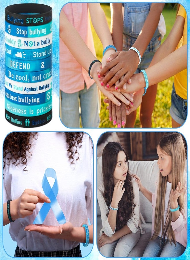 Seenelling 200 Pcs Anti Bullying Wristbands Bulk Against Bullying Silicone Bracelet 10 Styles Unisex Stretchy Motivational Silicone Wristbands for Anti Bullying Awareness Fundraising - Image 5