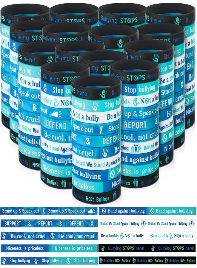 Seenelling 200 Pcs Anti Bullying Wristbands Bulk Against Bullying Silicone Bracelet 10 Styles Unisex Stretchy Motivational Silicone Wristbands for Anti Bullying Awareness Fundraising - Image 1