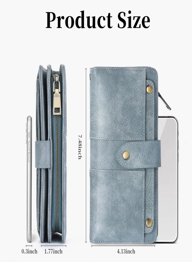 FALAN MULE Women Genuine Leather Wallet Large Capacity Bifold RFID Blocking Card Holder with Zipper Coin Pocket - Image 4