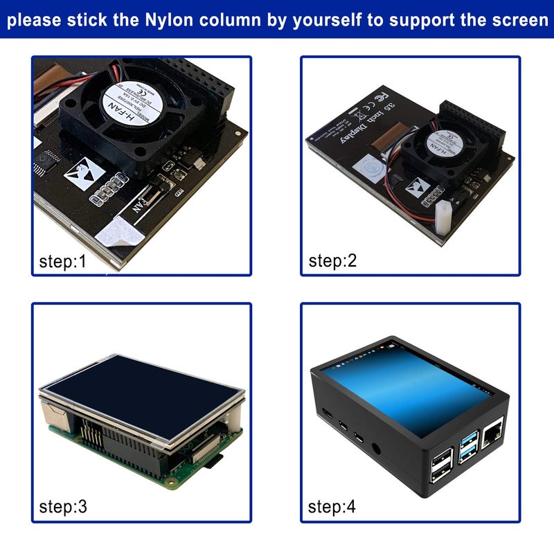 JUN-ELECTRON for Raspberry Pi 4 Touch Screen with Case, 3.5 inch Touchscreen with Fan, 320x480 Monitor TFT LCD Game Display - Image 3