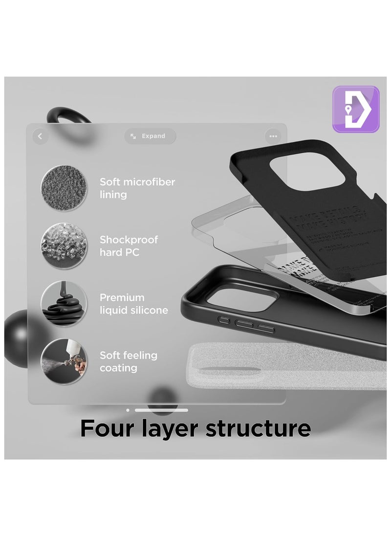 Delivus Iphone Silicone Case - Silky Soft Touch with Military Grade Drop Protection - Anti-Scratch Microfiber Lining - Shockproof Protective Phone Case Slim Thin Cover (Iphone 15 Pro, Black)  - Image 4