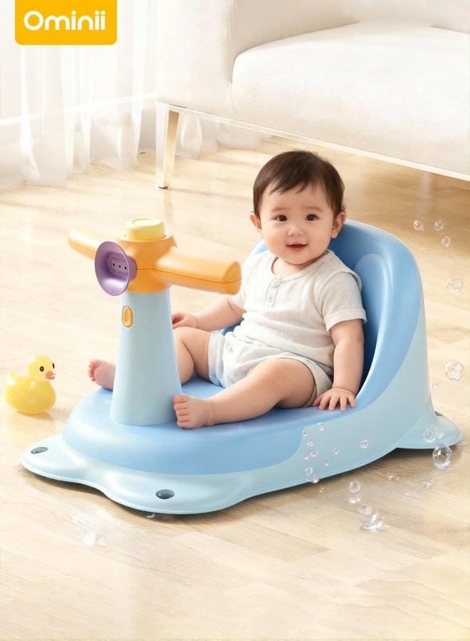 أوميني كرسي استحمام للأطفال مع زر موسيقي، تصميم آمن غير قابل للانزلاق، قابل للفك والاستخدام المتعدد، دعم مريح من 6–24 شهر - Image 1