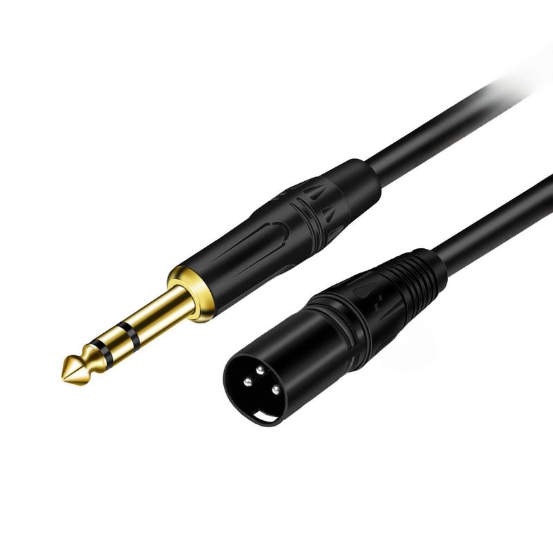 SeCro ® Panther Series - Premium Gold Plated 6.35 mm 1/4 Inch Male to XLR Male Balanced Cable for Microphones, Speakers, Stage, DJ and More - Black (15 Meter) - Image 1