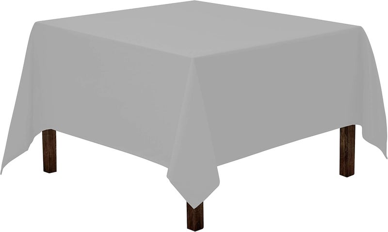 Gee Di Moda Square Tablecloth - 52 x 52 Inch - Silver Square Table Cloth for Square or Round Tables in Washable Polyester - Great for Buffet Table, Parties, Holiday Dinner, Wedding & More - Image 1