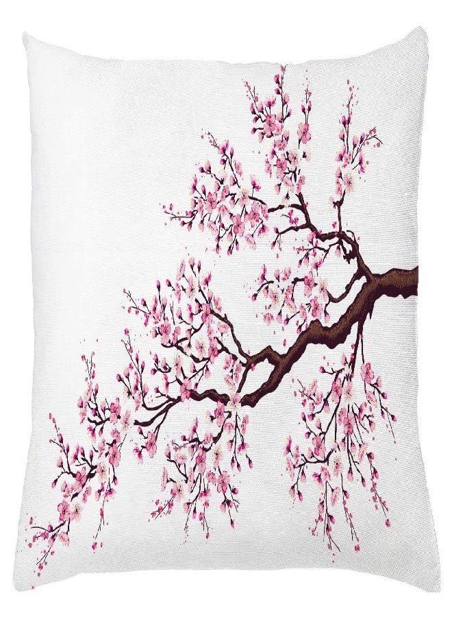 Ambesonne Ambesonne Japanese Throw Pillow Cushion Cover, Branch of a Flourishing Sakura Tree Flowers Cherry Blossoms Spring Theme Art, Decorative Rectangle Accent Pillow Case, 26" X 16", Pink Brown - Image 2