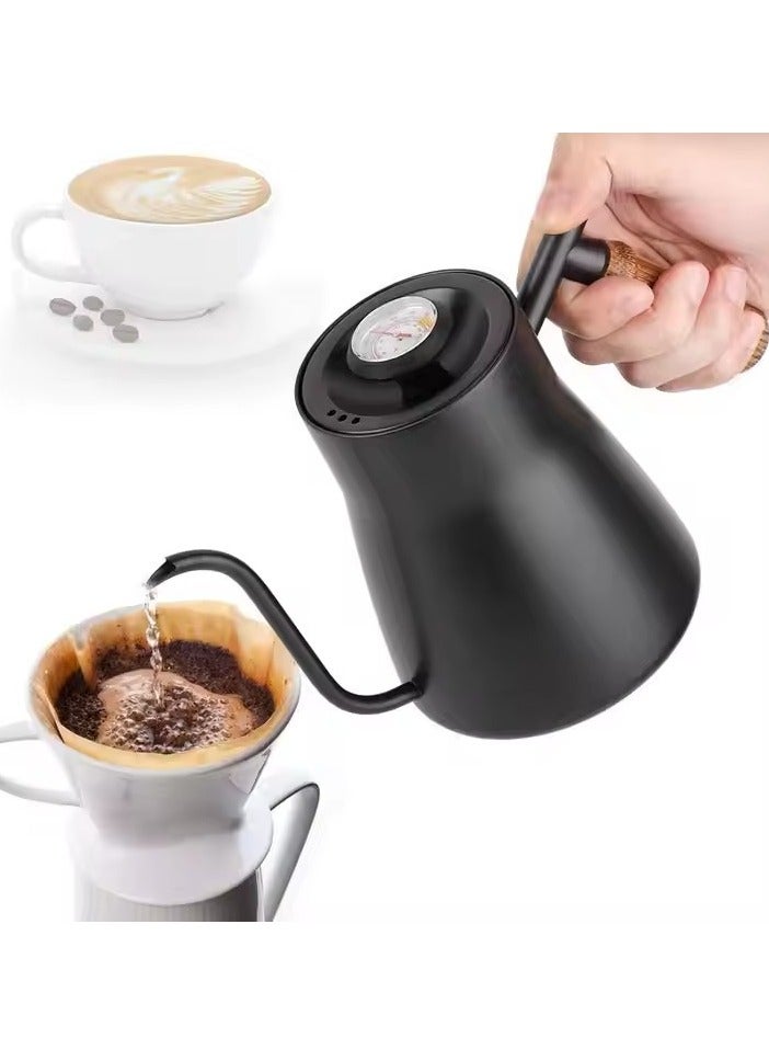 Gooseneck kettle, 850ml stainless steel hand brewed coffee pot with lid drip coffee pot, long narrow mouth coffee pot tea stove kettle, suitable for home brewing, camping and travel, long mouth pot, tea kettle with temperature control, drip pot, coffee hand brewed pot  - Image 3