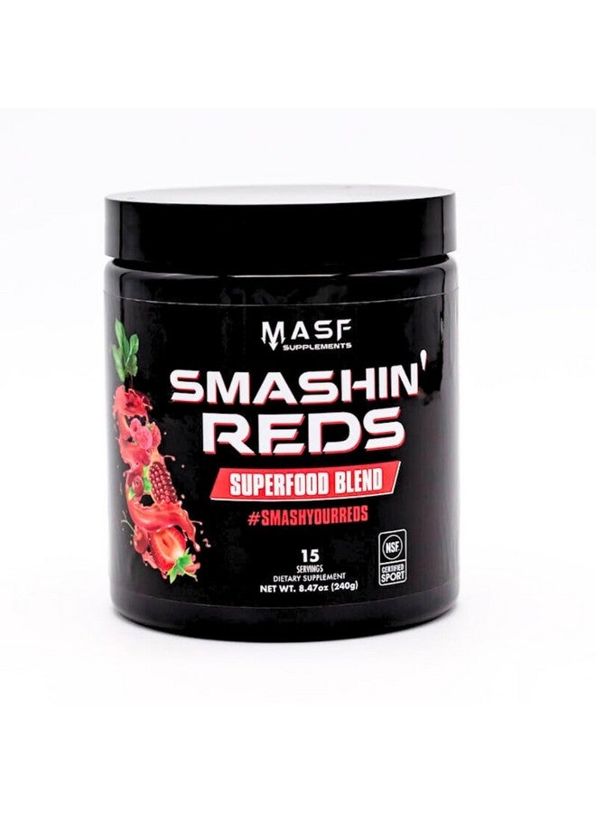 MASF Smashin' Reds Organic Superfood Supplements - 15 Servings - NSF Sport, Super Reds for Digestive Health, Energy, Endurance, Beet Root, Maca, Turmeric, Ginger, Acai, Nitric Oxide Production - Image 1