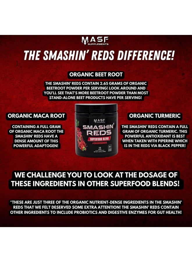 MASF Smashin' Reds Organic Superfood Supplements - 15 Servings - NSF Sport, Super Reds for Digestive Health, Energy, Endurance, Beet Root, Maca, Turmeric, Ginger, Acai, Nitric Oxide Production - Image 3
