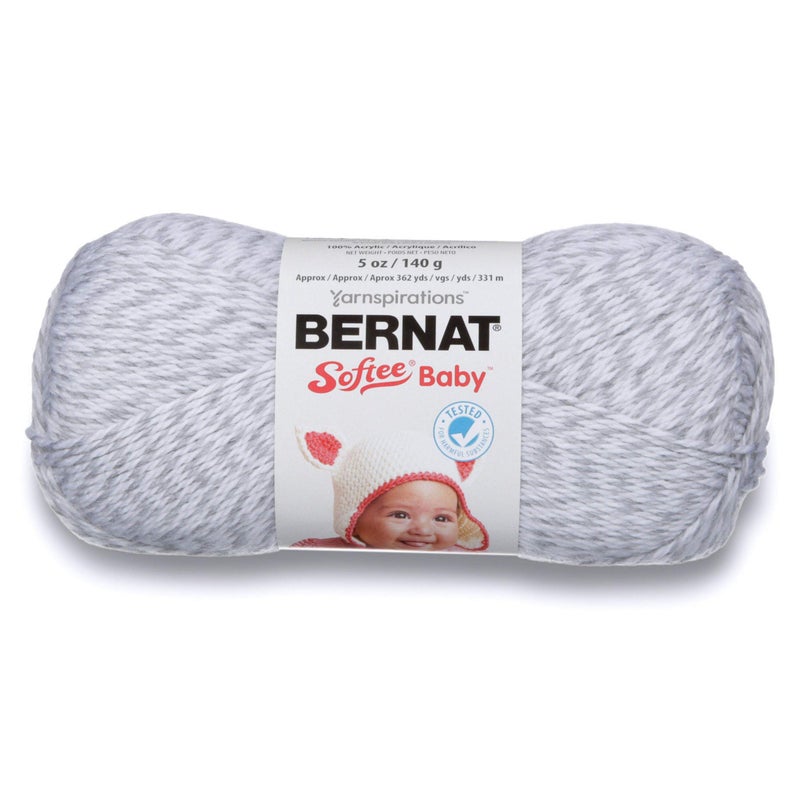 Bernat Softee Baby Yarn 5 oz Gauge 3 Light Grey Marl