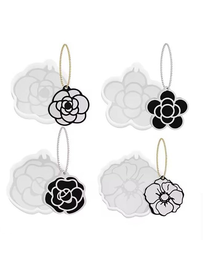 موثوقية التنبؤ 4 قوالب كاميليا قالب راتنج كاميليا فلاور كوستر، قوالب سيليكون لصب الراتنج للديكور المنزلي وصناعة الشموع قالب لولبي متموج - Image 1