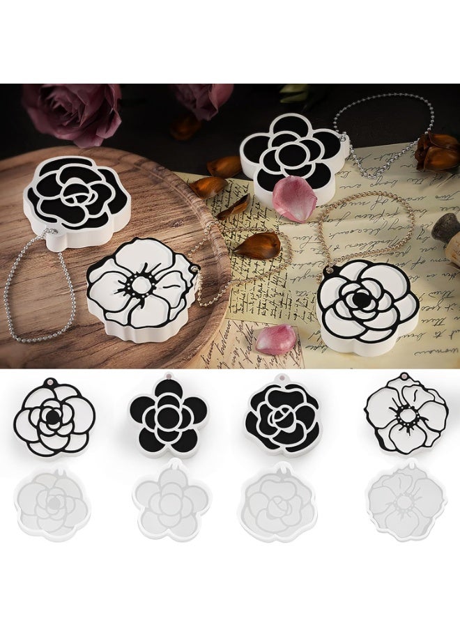 موثوقية التنبؤ 4 قوالب كاميليا قالب راتنج كاميليا فلاور كوستر، قوالب سيليكون لصب الراتنج للديكور المنزلي وصناعة الشموع قالب لولبي متموج - Image 2