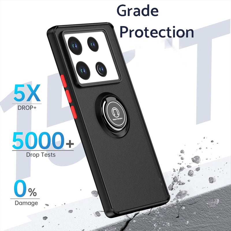 erorex For Infinix Note 40 Pro 4G / 5G Q Shadow 1 Series TPU + PC Phone Case with Ring(Black+Red) - Image 2