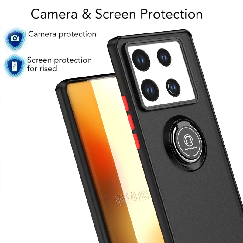 erorex For Infinix Note 40 Pro 4G / 5G Q Shadow 1 Series TPU + PC Phone Case with Ring(Black+Red) - Image 4