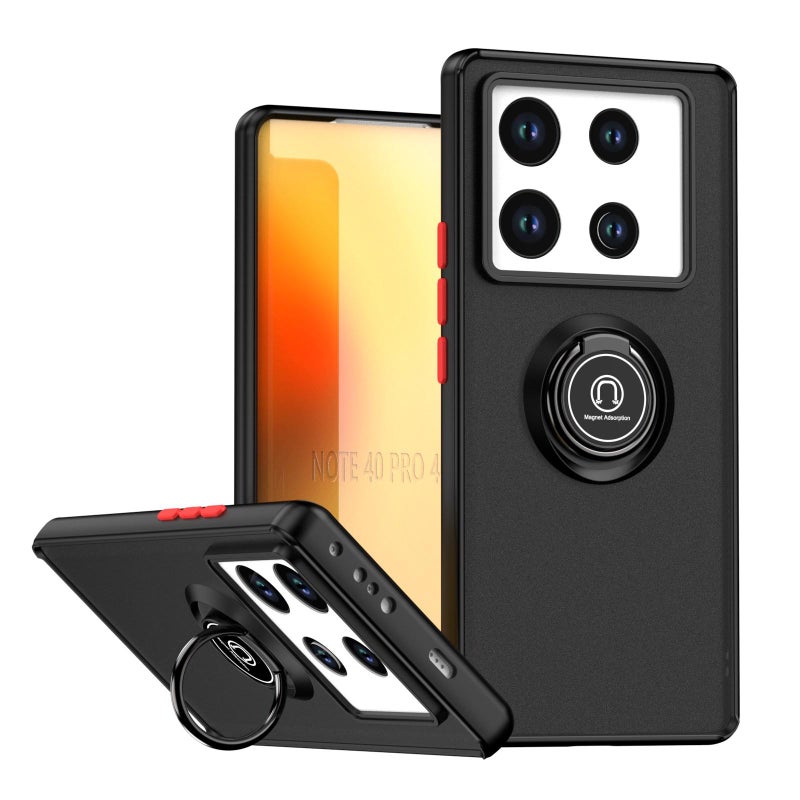 erorex For Infinix Note 40 Pro 4G / 5G Q Shadow 1 Series TPU + PC Phone Case with Ring(Black+Red) - Image 1