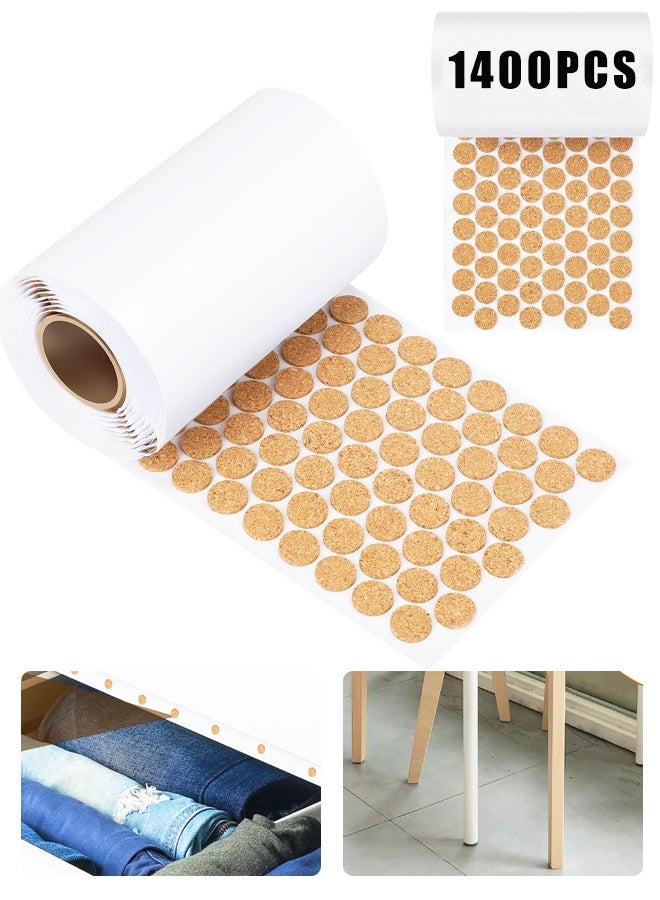 1400PCS 0.39 Inch Self Adhesive Cork Furniture Bumper Pads - Image 1