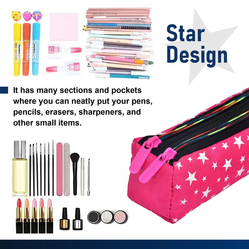 Kuber Industries Kuber Industries Makeup Pouch|Rexine Cosmetic Pouch|Jewellery Utility Pouch|Toiletry Pouch for Girls|Travel Makeup Pouch for Girls|Storage Makeup Bag|Star Makeup Pouch|Pack of 2|Multi  - Image 5