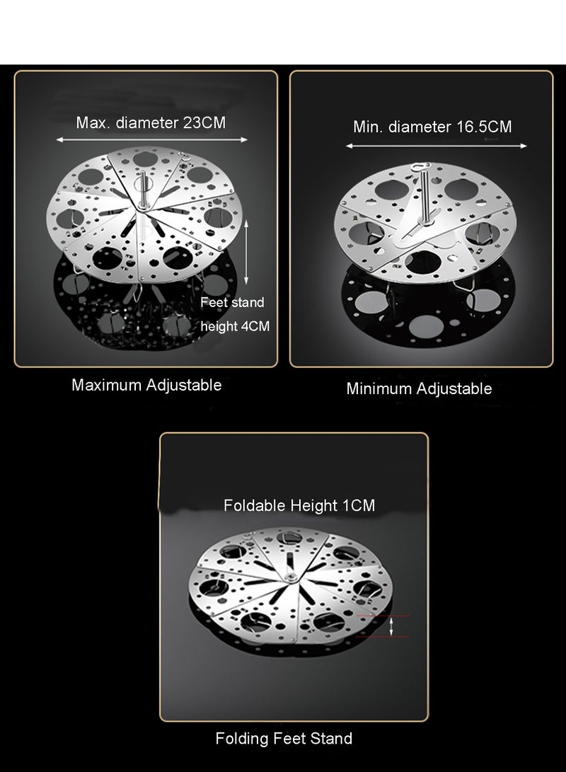 حامل البخار، صفيحة البخار من الفولاذ المقاوم للصدأ 304، حامل البخار القابل للطي والتعديل، حامل البخار المطبخ متعدد الوظائف، يناسب مختلف الأوعية والمقالي الضاغطة. - Image 3