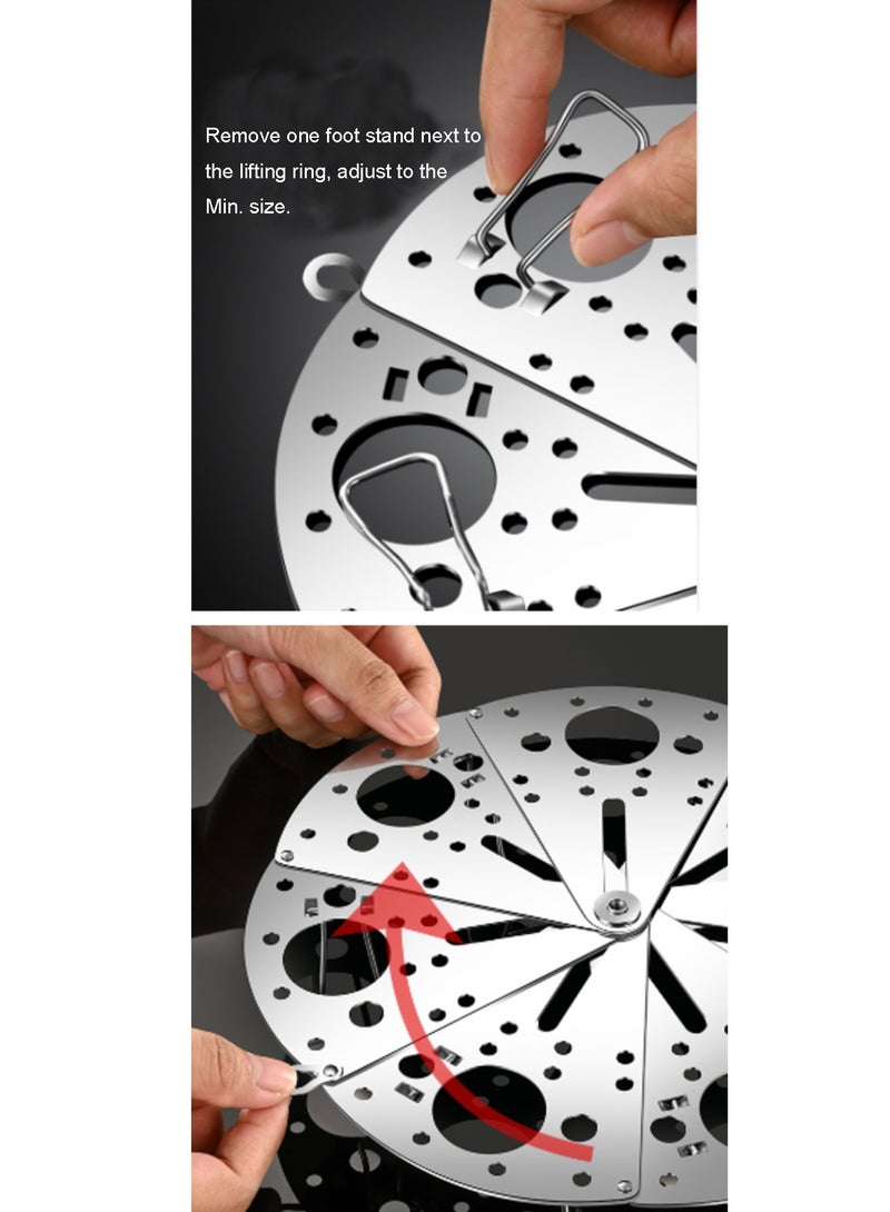 حامل البخار، صفيحة البخار من الفولاذ المقاوم للصدأ 304، حامل البخار القابل للطي والتعديل، حامل البخار المطبخ متعدد الوظائف، يناسب مختلف الأوعية والمقالي الضاغطة. - Image 4