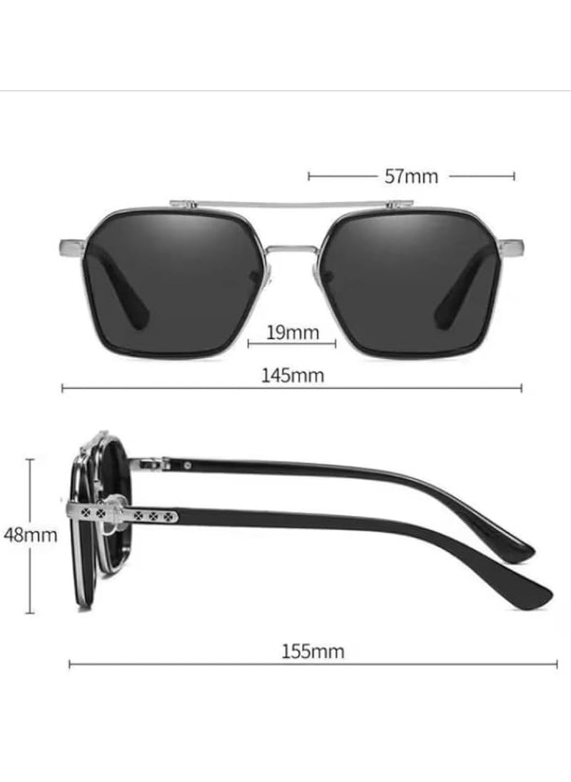 Zence Design - Men's Driving UV Blocking Sun Glasses Double Bridge square Frame Metal Glasses Luxury Glasses - Image 1