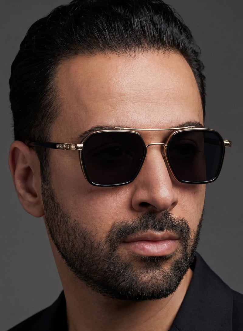 تصميم زينس نظارات شمسية فاخرة للرجال بإطار مربع مزدوج لحماية من الأشعة فوق البنفسجية للقيادة - Image 1