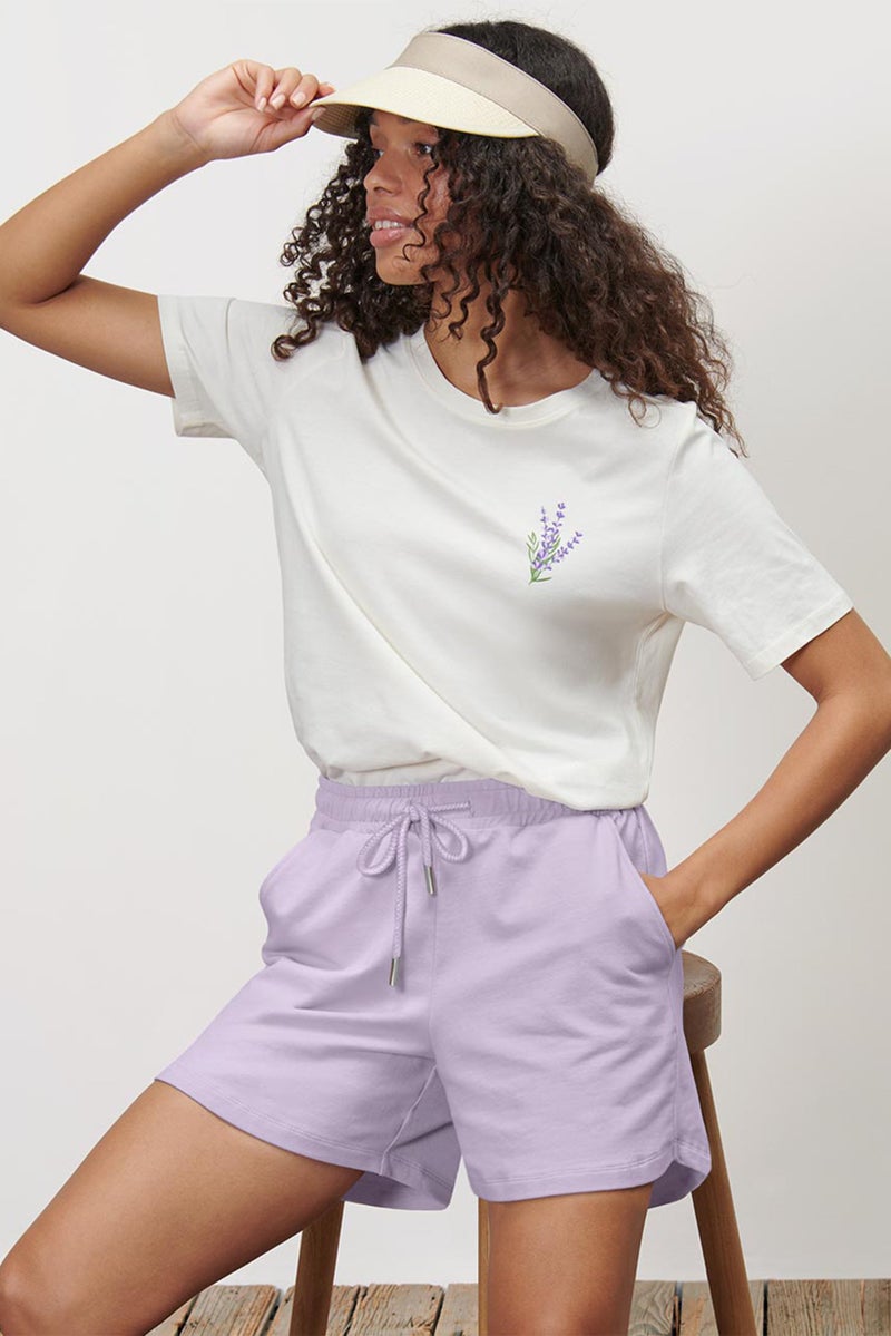 Tchibo Women Regular Fit Plain Basic Shorts, Purple - Image 1