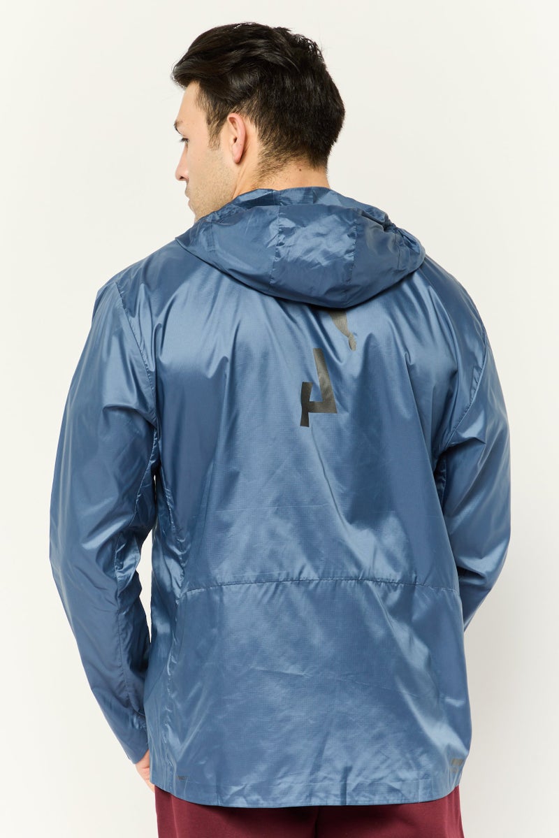 PUMA جاكيت رياضي للرجال بأكمام طويلة مناسب للخارج، أزرق داكن - Image 4