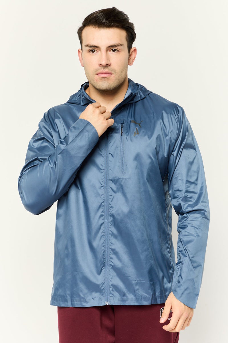 PUMA جاكيت رياضي للرجال بأكمام طويلة مناسب للخارج، أزرق داكن - Image 1