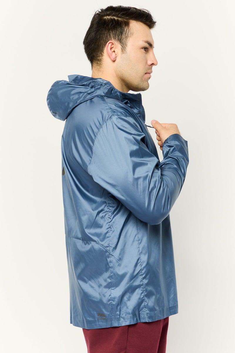 PUMA جاكيت رياضي للرجال بأكمام طويلة مناسب للخارج، أزرق داكن - Image 3