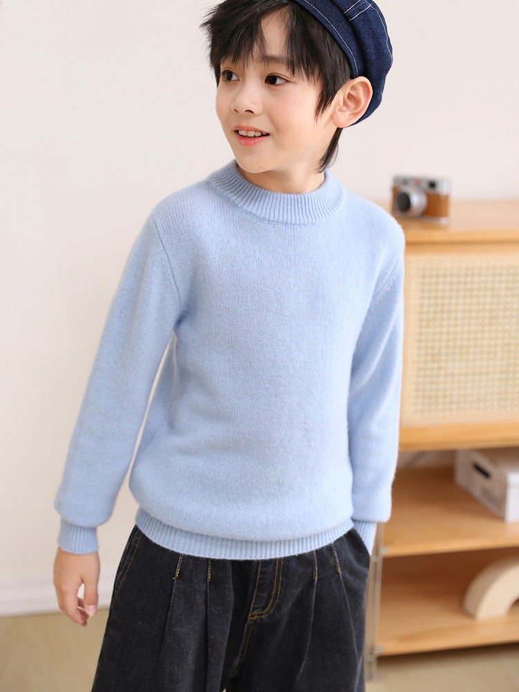 Children'S Pure Wool Sweater Boys' Sweater Half-Turtleneck Girls' Pullover Sweater Double-Strand Thickened Baby'S Base Sweater - Image 4