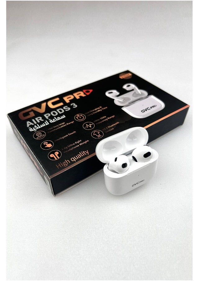 gvc pro - GVC Pro AirPods 3 Wireless with Magsafe Charging Case,Earbuds Bluetooth 5.3, Noise Reduction, and HD Mic – White - Image 1