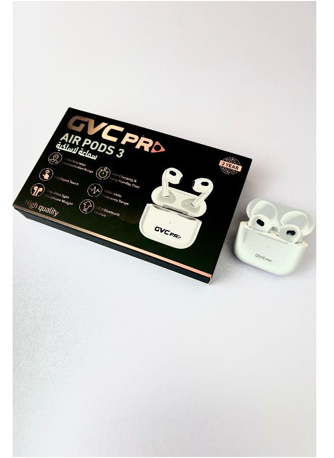 gvc pro - GVC Pro AirPods 3 Wireless with Magsafe Charging Case,Earbuds Bluetooth 5.3, Noise Reduction, and HD Mic – White - Image 1