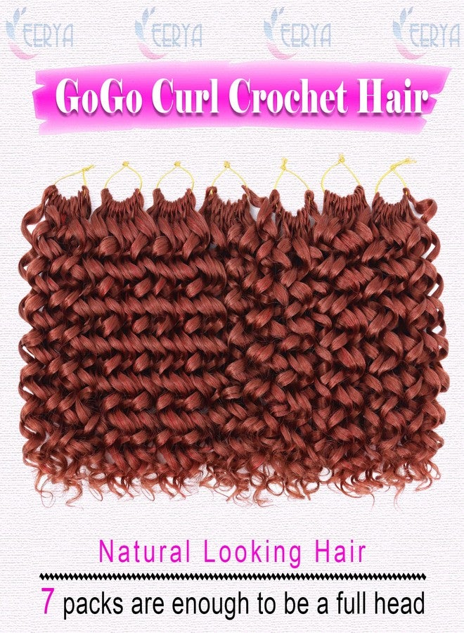 Eerya 7 Packs Auburn GoGo Curl Crochet Hair 10 Inch Copper Red Short Curly Crochet Hair for Women Water Wave Beach Curl Deep Twist Crochet Braids Synthetic Braiding Hair Extensions (10 Inch, Reddish Brown) - Image 2