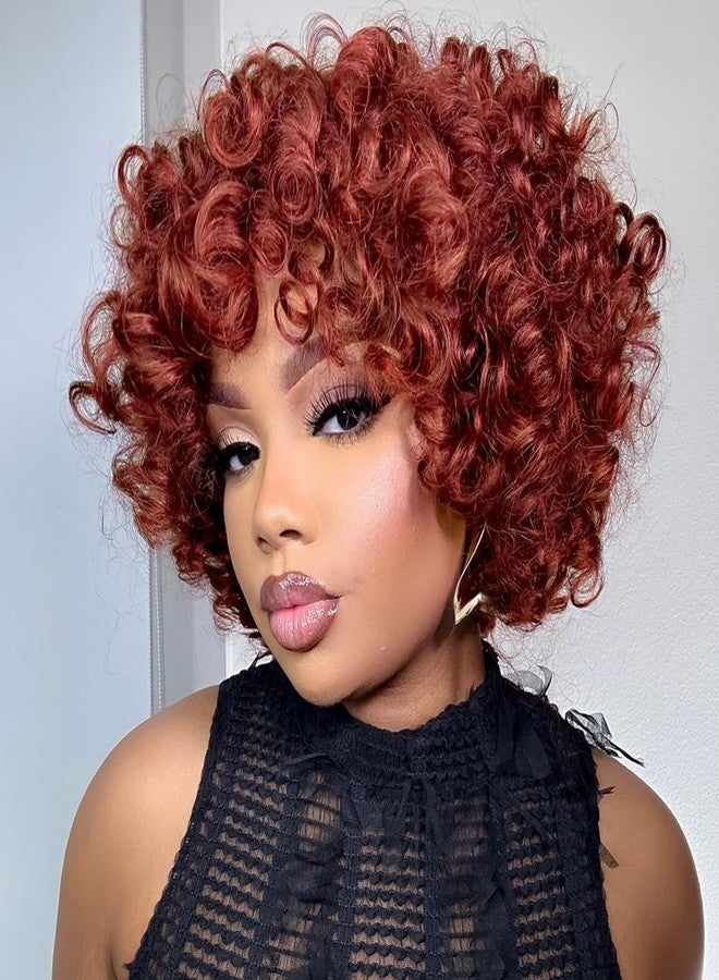 Eerya 7 Packs Auburn GoGo Curl Crochet Hair 10 Inch Copper Red Short Curly Crochet Hair for Women Water Wave Beach Curl Deep Twist Crochet Braids Synthetic Braiding Hair Extensions (10 Inch, Reddish Brown) - Image 1