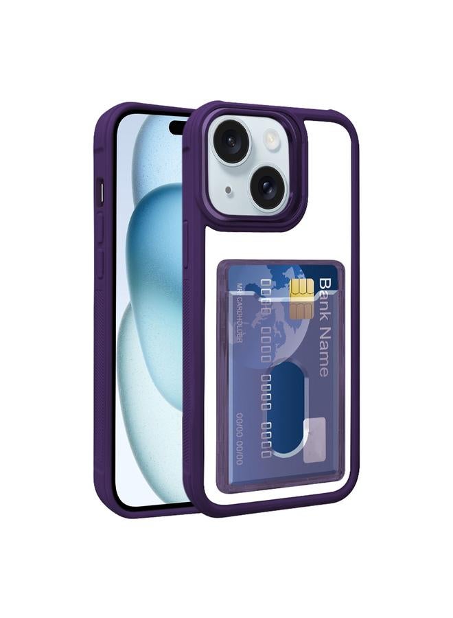 اس-توب جراب لهاتف iPhone 15 Plus مصنوع من مادة TPU الهجينة المصنوعة من الأكريليك المطلي بالكهرباء مع حقيبة بطاقات - Image 1