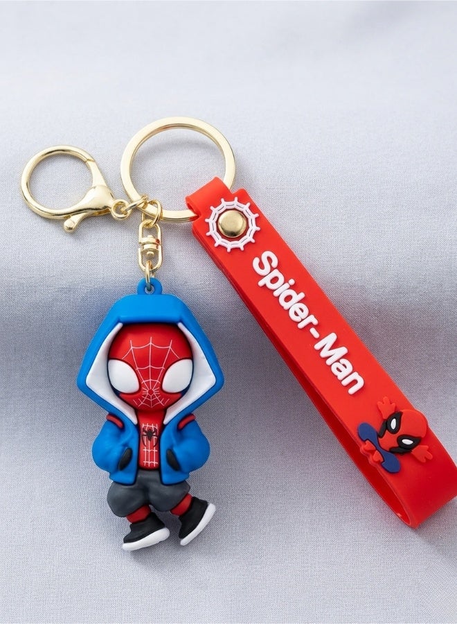 MARVEL Superhero Spider-Man 3D Keychain with Bag Charm & Strap, Durable Key Ring, Backpack & Handbag Accessory, Gift for Kids and Spider-Man Fans - Image 1