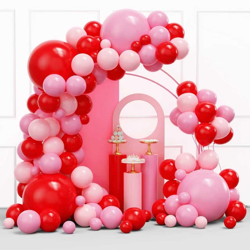 YMSZ Red and Pink Balloons Arch Kit, Valentines Balloons Arch,134pcs Pink and Red Balloon for Birthday, Valentines, Anniversary Party Decorations - Image 1
