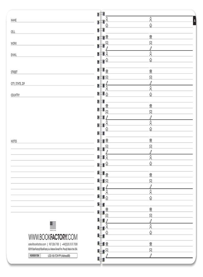 BookFactory Big Black Book/Address Book - 100 Pages, 8.5'' x 11'', Wire-O (Made in USA) - Image 2