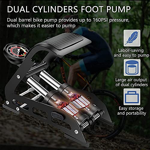 Kriq Double Cylinder Portable High Pressure Foot Air Pump Compressor for Car and Bike Air Pump for Motorbike, Cars, Bicycle for Football, Cycle Pumps for Bicycle, Car. - Image 3