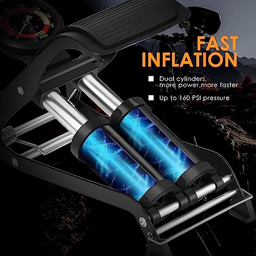 Kriq Double Cylinder Portable High Pressure Foot Air Pump Compressor for Car and Bike Air Pump for Motorbike, Cars, Bicycle for Football, Cycle Pumps for Bicycle, Car. - Image 2