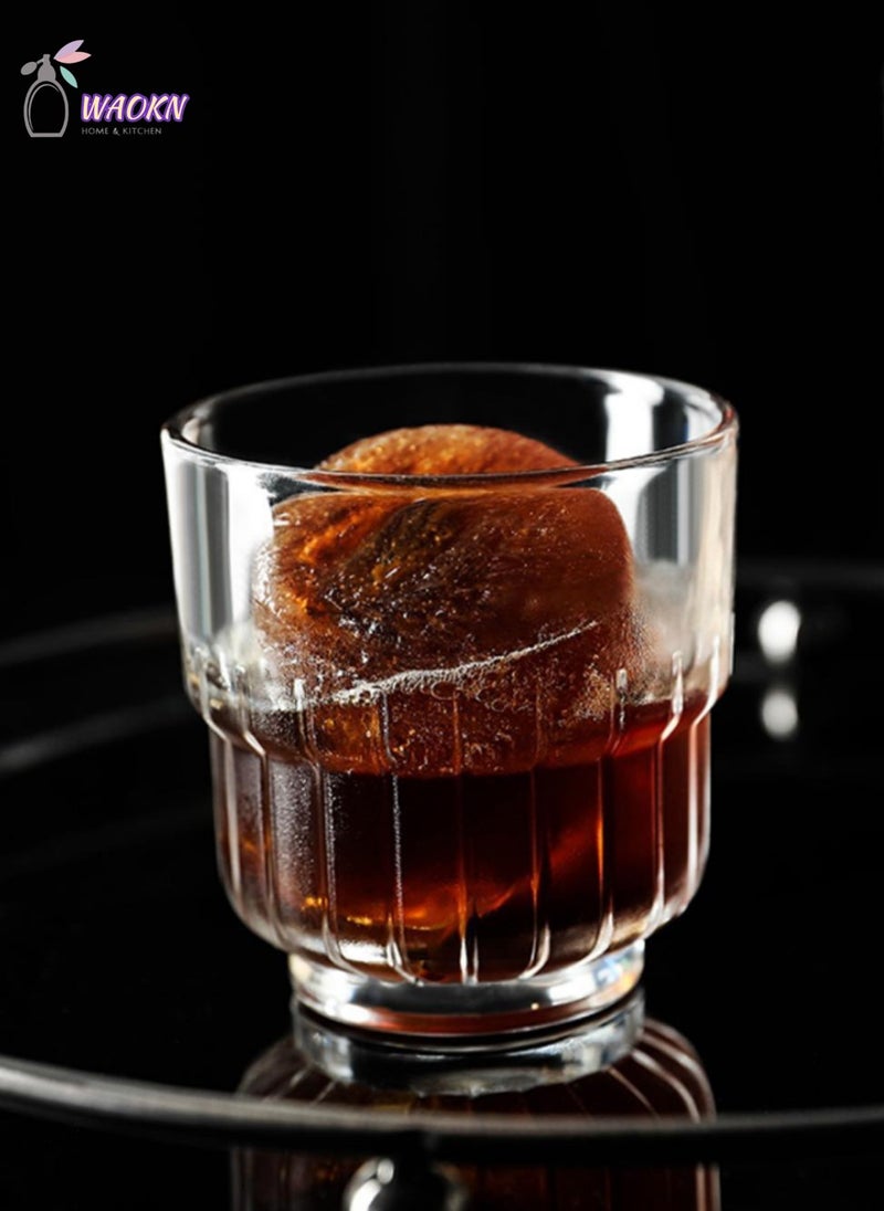 WAOKN 6 Striped Glass Sets, Can Be Stacked American Cold Brew Coffee Cups, Home Guest Water Cups, Can Be Used To Drink Water, Tea, Coffee, Milk, Short, 245 Ml  - Image 3