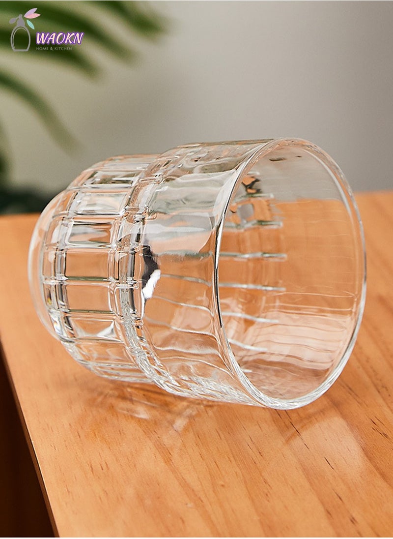 WAOKN 6 Striped Glass Sets, Can Be Stacked American Cold Brew Coffee Cups, Home Guest Water Cups, Can Be Used To Drink Water, Tea, Coffee, Milk, Short, 245 Ml  - Image 4