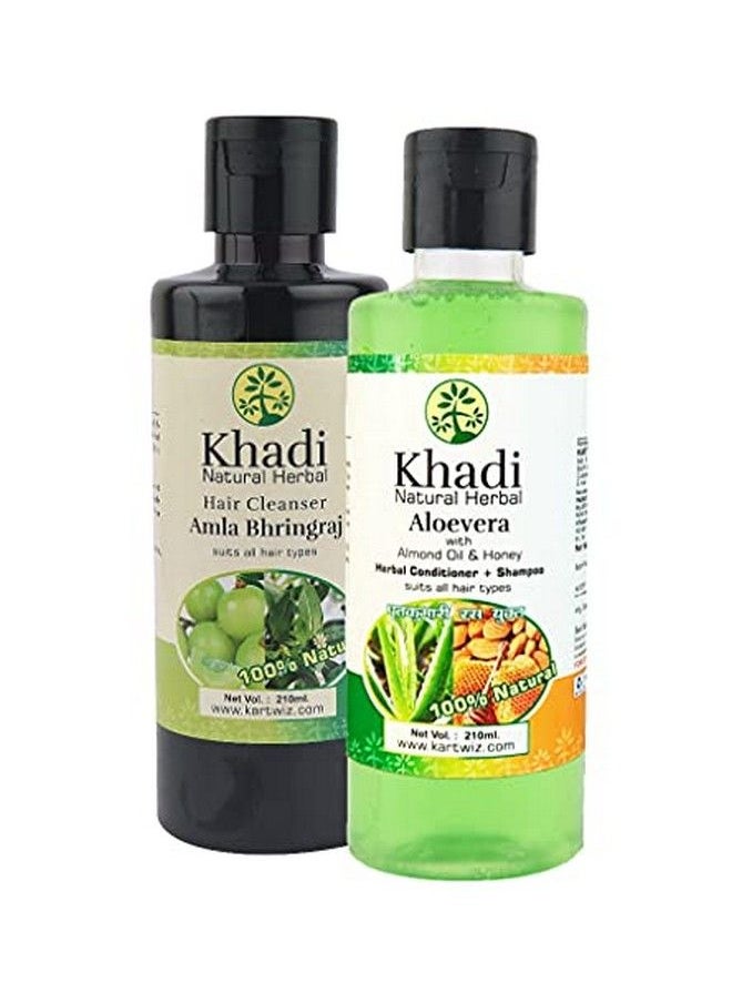 Khadi Hair Combo Aloevera & Amla Bhringraj Shampoo Pack Of 2  - Image 2